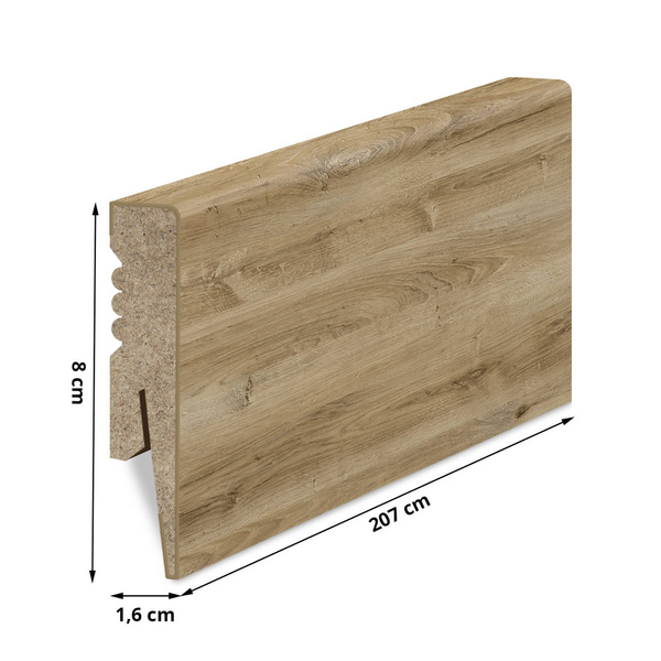 Hladká lišta z MDF - LANCELOT NATURAL OAK