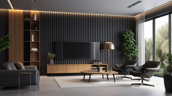 Antracit - Premium 3D lamely - Dekoratívne akustické vertikálne stenové panely