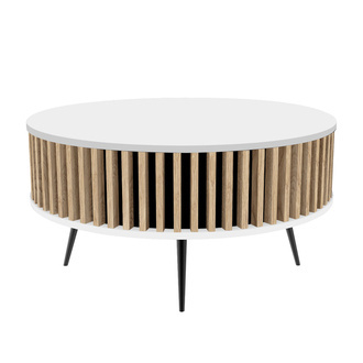 Konferenčný stolík Borneo - vrchná doska: BIELA - farba lamiel: Prírodný dub Fornitury