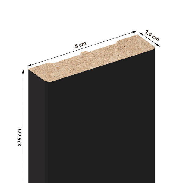 Čierna - Premium 3D lamely - Lamelové dosky - 80x16 mm - 3D dekoratívne akustické vertikálne stenové panely