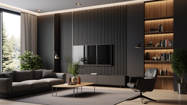 Antracit - Premium 3D lamely - Dekoratívne akustické vertikálne stenové panely