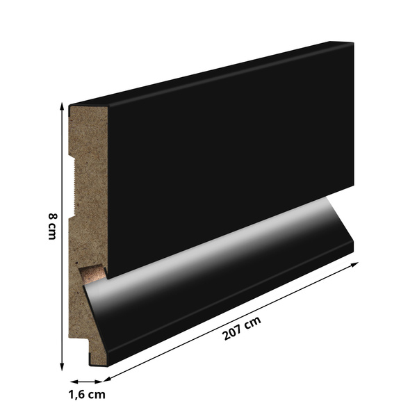 MDF lišta Hladká LED - ČIERNA
