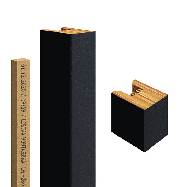 Čierna - 3D lišty Premium - Dekoratívne akustické vertikálne stenové panely