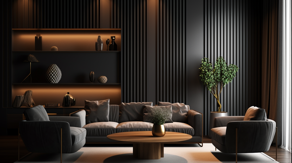 Antracit - Premium 3D lamely - Dekoratívne akustické vertikálne stenové panely