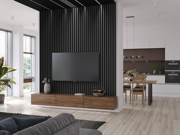 Čierna - 3D lišty Premium - Dekoratívne akustické vertikálne stenové panely